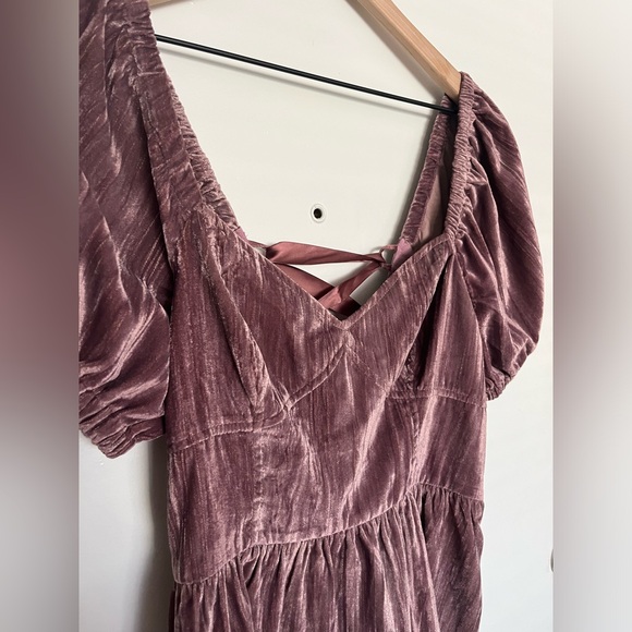 Anthropologie Porridge Peplum Lace-Up Velvet Blouse - Picture 6 of 7